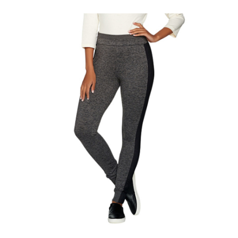 H by Halston Space Dye Knit Legging Black/Gray XSP